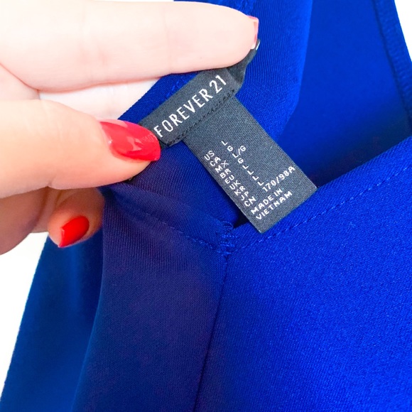 Deep V Neck Dark Blue Dress - Picture 2 of 2